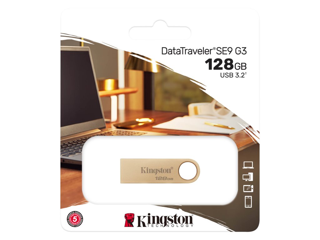 Kingston 128GB 220MB/s Metal USB 3.2 Gen 1 DataTraveler SE9 G3, EAN: 740617341225-5